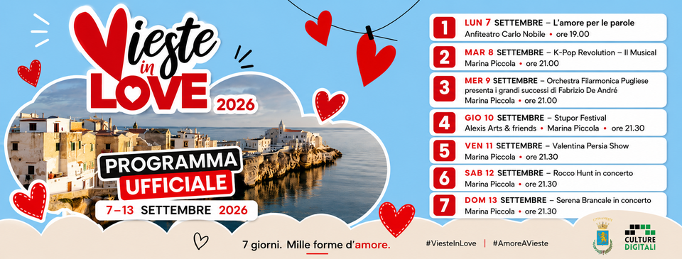 Vieste in Love 2026: quando una città intera racconta l’amore, anche ai più piccoli